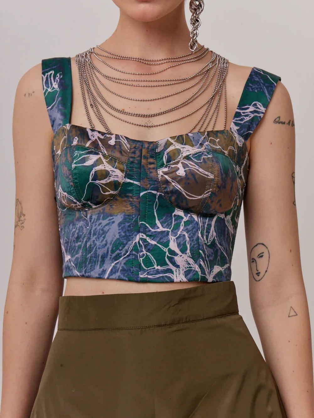 Sandra Weil NWT Bustier Corset Top 6 Water Blue Green Designer Crop Top